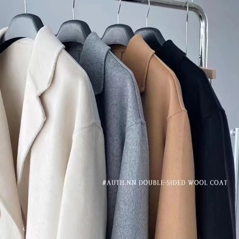 2025 Autumn Women Drouble Breasted Woolen Coat Fashion Loose Style Women Winter Clothes Long Coats Tops New