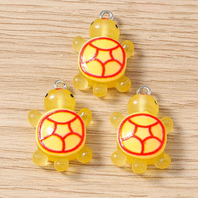 10pcs 16x25mm Cartoon Animal Charms Candy Colors Resin Turtle Charms Pendant for Jewelry Making Earrings Necklace DIY Craft Gift