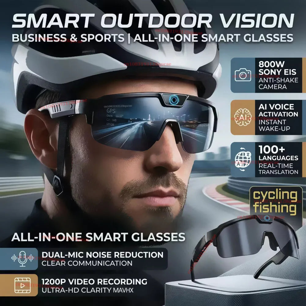 2026 New AI Smart Shooting & Recording Glasses with 800W Camera HD Anti-shake Bicycle Riding Shooting Artifact Windproof Goggles