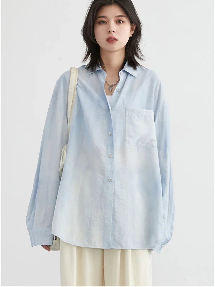 CHIC VEN Women Tie-Dye Casual Long Sleeve Shirt