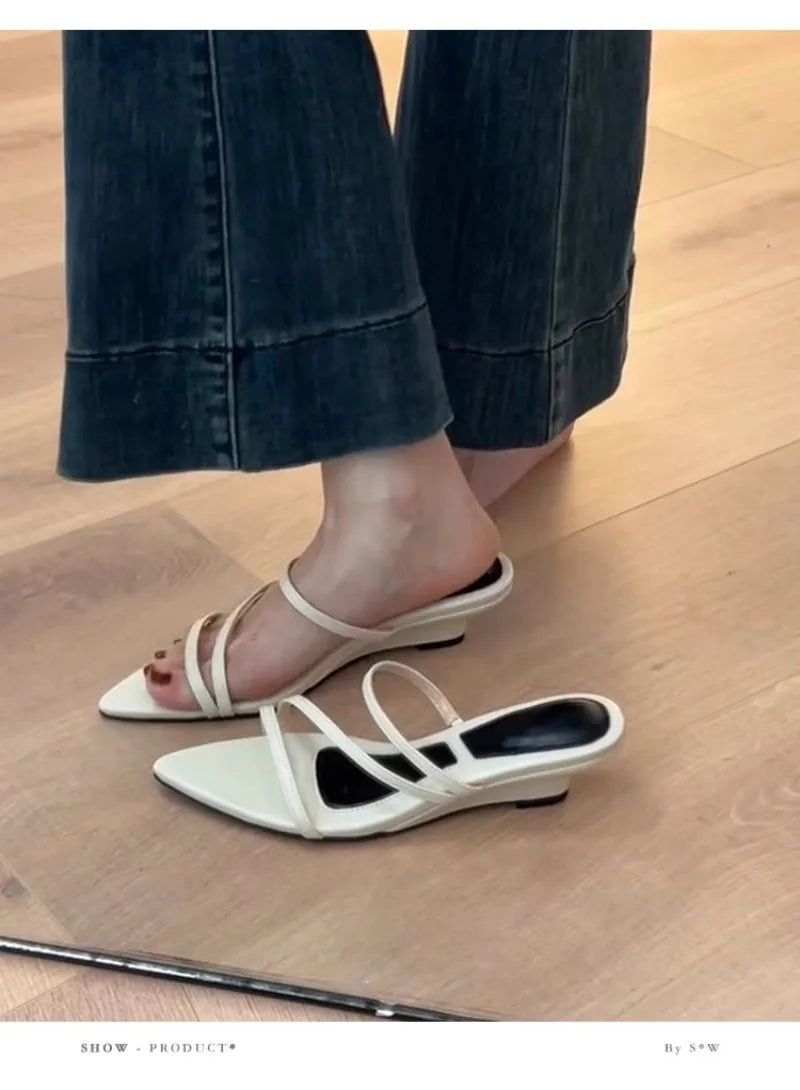 Hot selling Slippers Women Wedges Sandals High Heels Shoes Summer 2025 Sexy Beach Shoes Casual Flip Flops Slides Woman