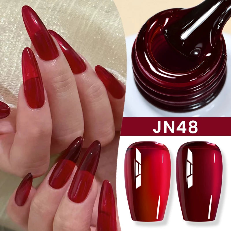 BORN PRETTY 10ml Blood Red Jelly Transparent Gel Nail Polish Wine Red Winter Color Semi Permanent Soak Off UV LED Varnish