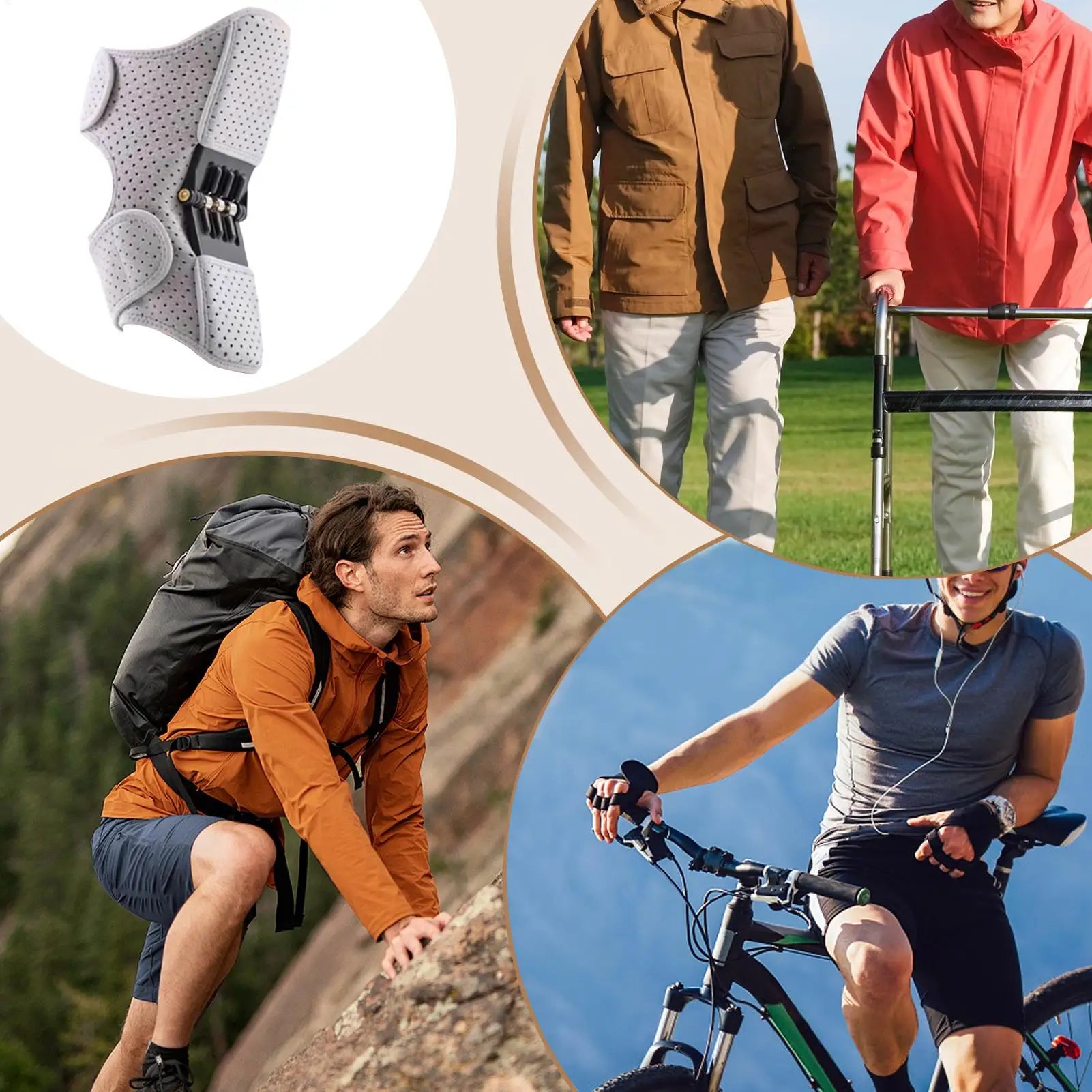 Knee Assistive Device Knee Powerful Brace Joint Support Booster Adjustable Patella Pad Wrap Breathable For Walking Sports Legs