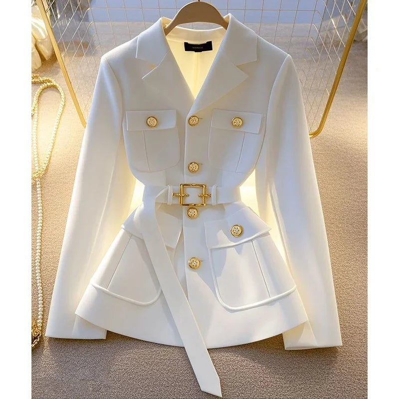 2025 new waist cinched suit jacket for women's casual fashion  unique temperament top jacket