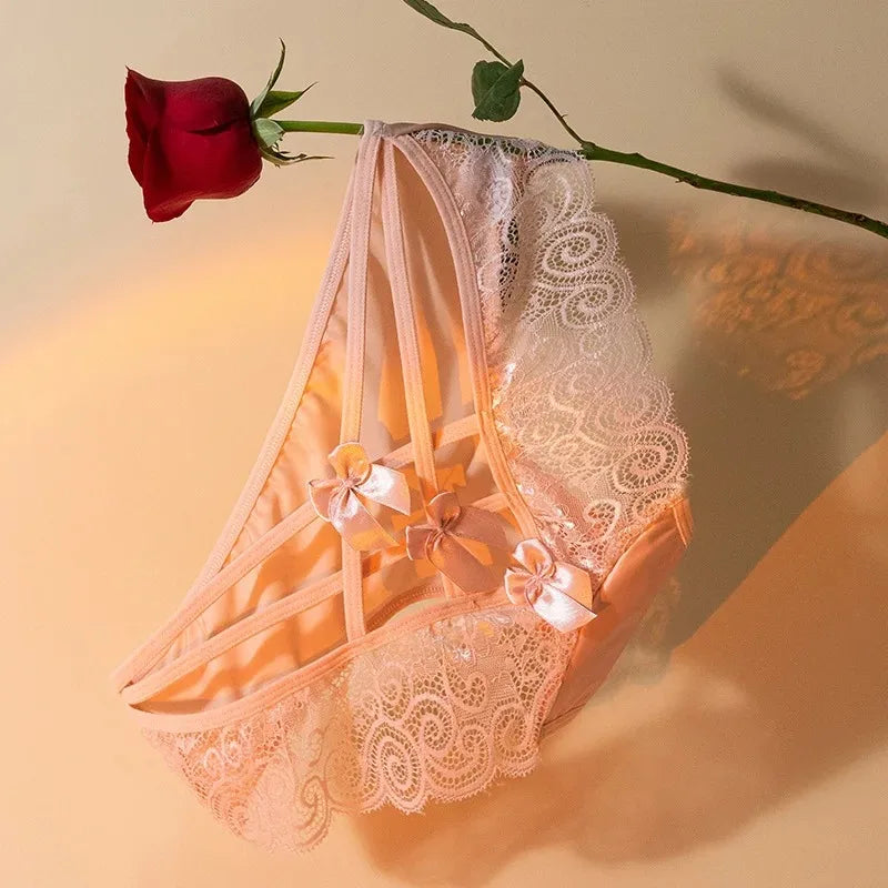 Women's Panties Silk Satin Underwear Lace Sexy Lingerie Breathable Mid Waist Female Briefs Comfortable Panty Underpants
