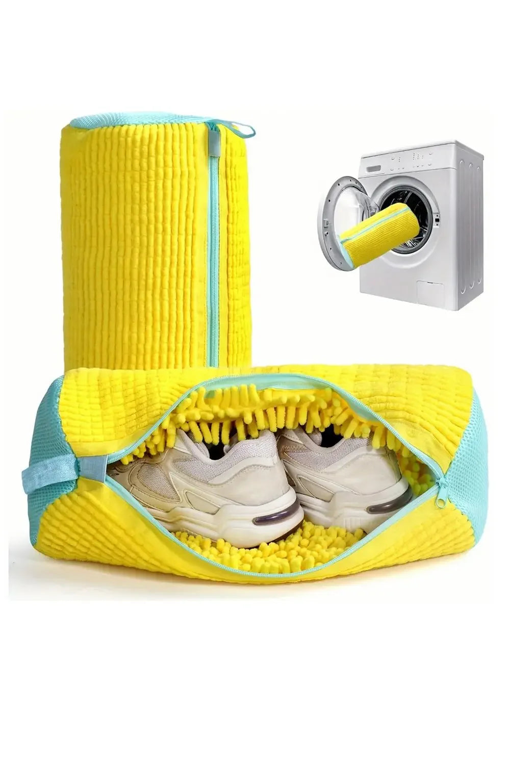 Durable Shoe Washing Machine Bag Yellow Blue Zipper Ideal for Sneakers And Casual Shoes Laundry Wash Bag for All Shoe Types