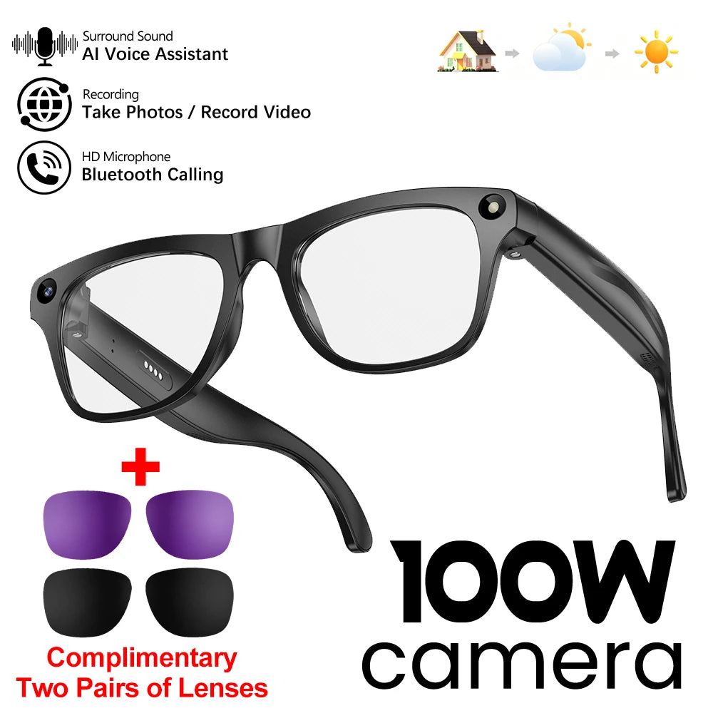2026 Brand New AI Smart Glasses 100W HD Camera Take photos AI Translation Surround Music Recording BT Call Men Women Sunglasses