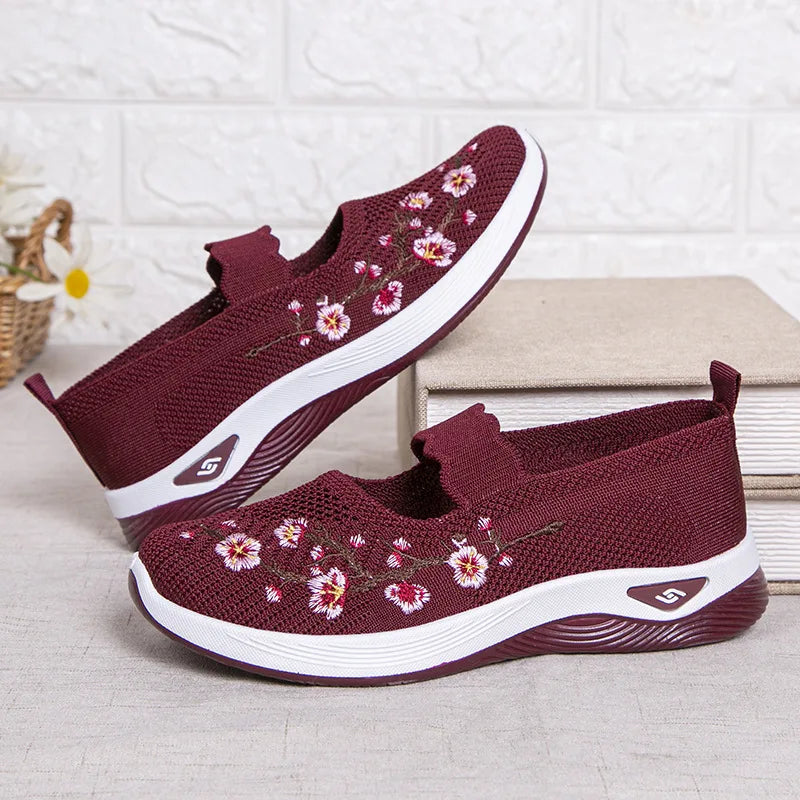 Women's Shoes 2025 Summer Casual Sneakers Breathable Embroidered Chunky Sole Affordable Free Shipping