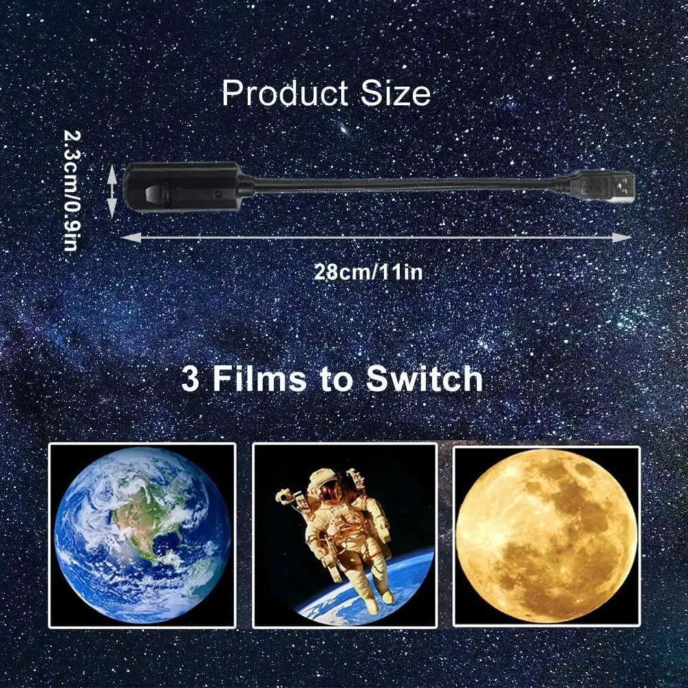 USB Ceiling Moon Earth Projection Atmosphere Light Starry Sky Lamp Night Light Romantic Bedroom Decoration Galaxy Projector
