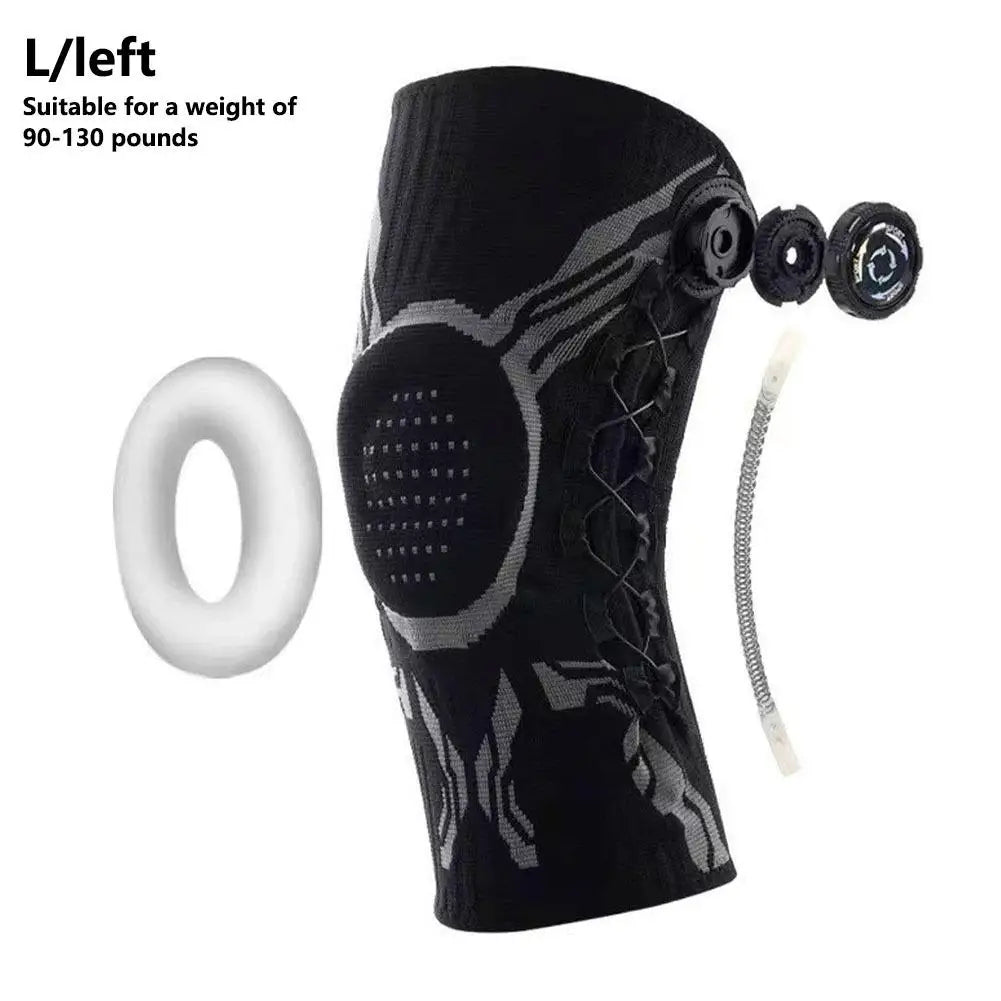Knob Adjustable Knee Brace 360 Degree Protection Spring Lateral Support Anti-Slip Silicone Pads Breathable Knee Sleeve
