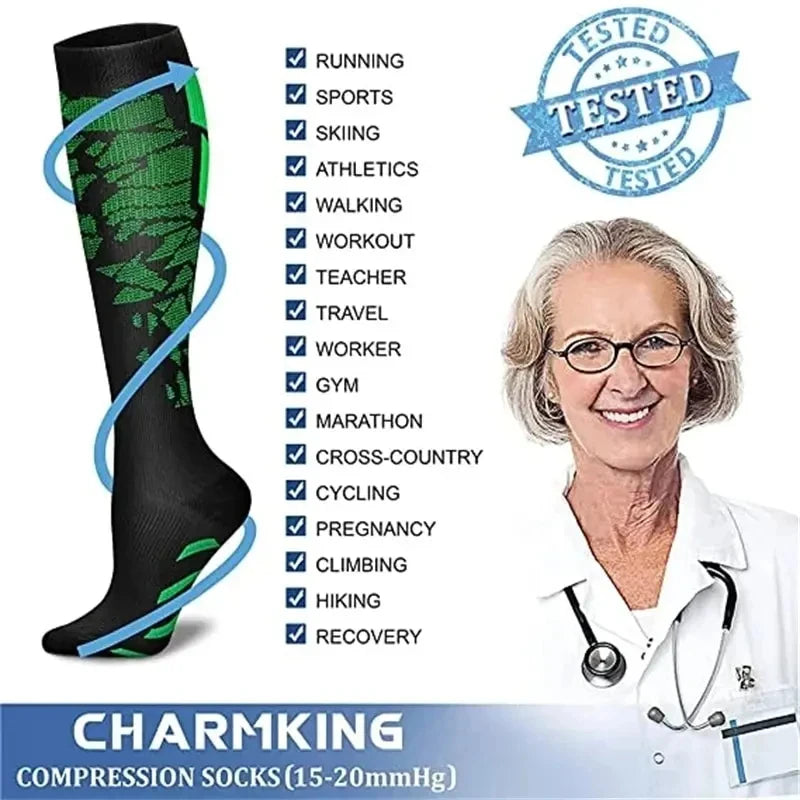 Varicose Compression Socks For Men Women Basketball Fitness Marathon Sports Socks For Doctors Swelling Diabetes Anti Fatigue New