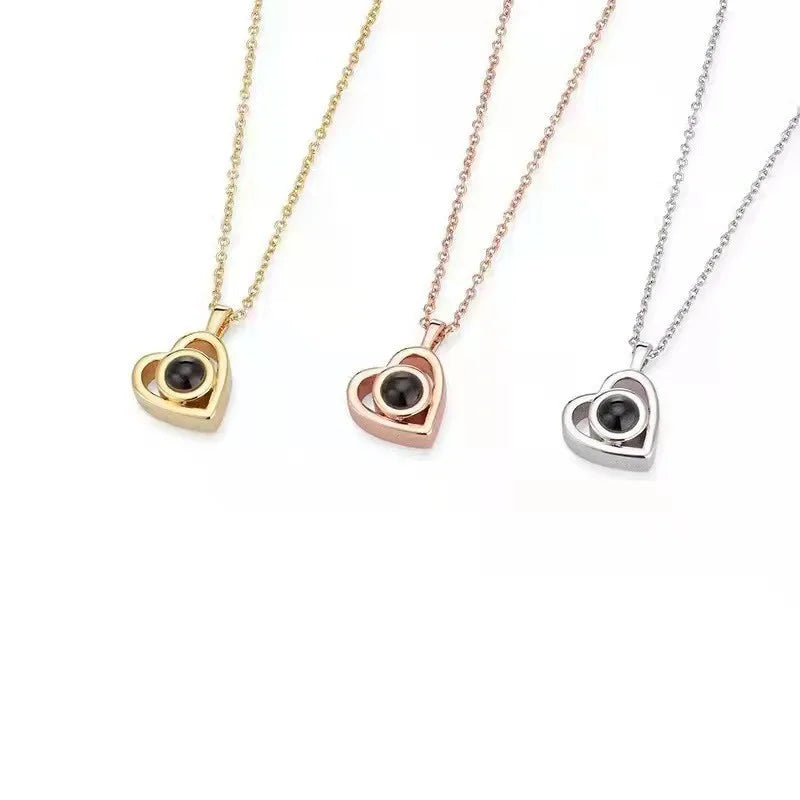Valentine's Day Gift Photo Custom Projection Necklace Lock Shaped Projection Necklace Lover Family Wife Husband Memory Gift