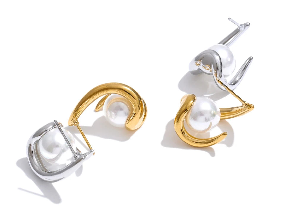 Yhpup New Arrival Simulated Pearls Design Daily Earrings Popular Korean Versatile Fashion Classy Jewelry Accessories PVD Plated