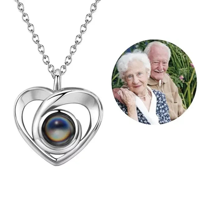 Valentine's Day Gift Photo Custom Projection Necklace Lock Shaped Projection Necklace Lover Family Wife Husband Memory Gift