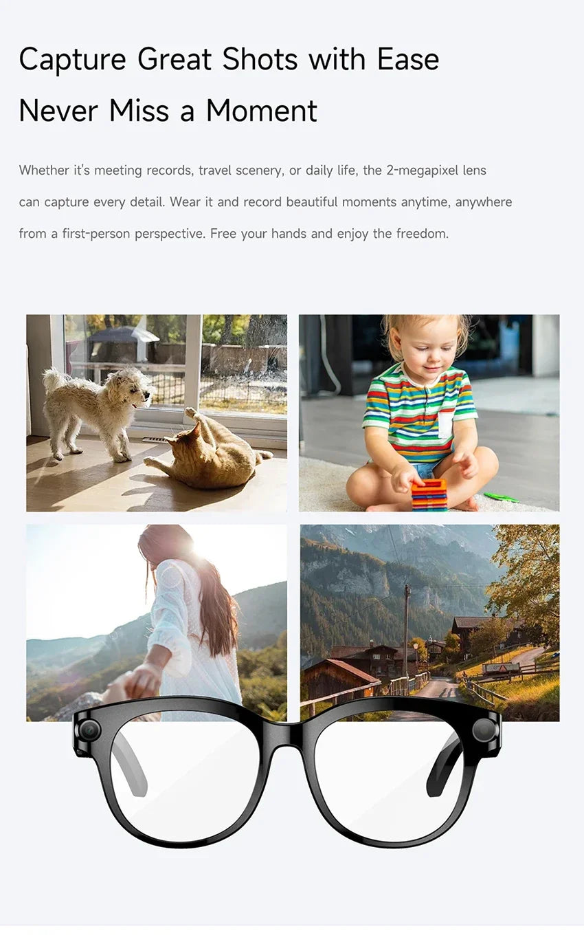 New Smart AI Glasses 800W Shooting Camera HD Photo Video Voice Call Translation Waterproof Bluetooth AI Motorcycle Glasses