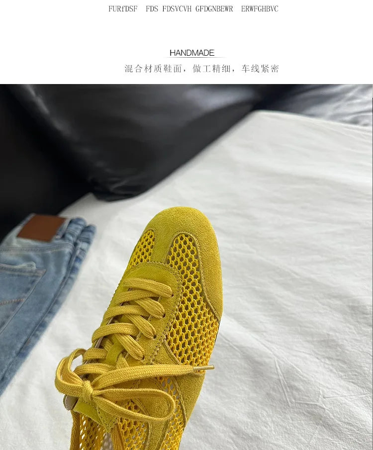 Women Sneakers 2026 Summer German Training Shoes Mesh Breathable Genuine Leather Shoes For Women Sports Casual Tennis Shoes