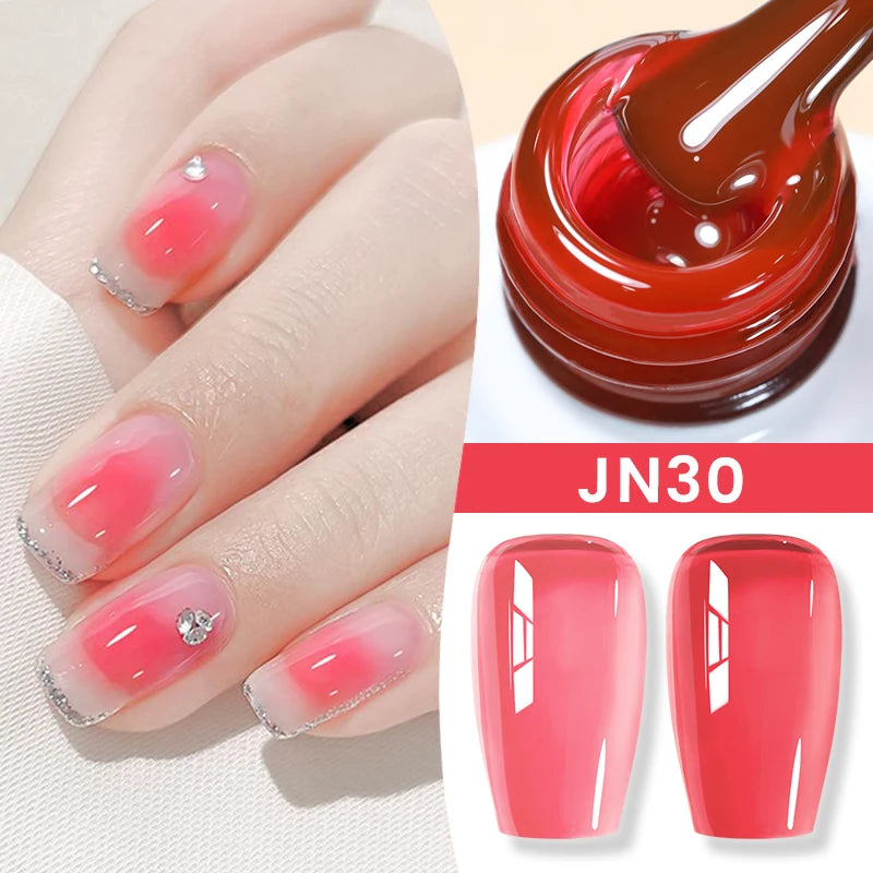 BORN PRETTY 10ml Blood Red Jelly Transparent Gel Nail Polish Wine Red Winter Color Semi Permanent Soak Off UV LED Varnish