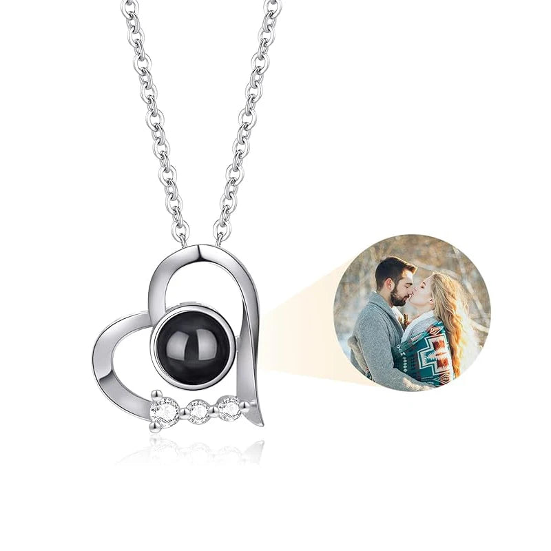 Personalized Picture Projection Necklace Custom Photo Pendant Necklace Love Memorial Gifts Birthday Gifts for Mom Wife Valentine