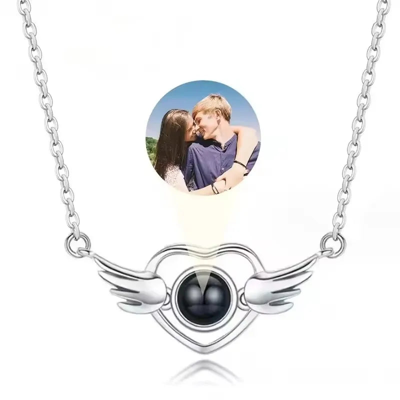 Personalized Picture Projection Necklace Custom Photo Pendant Necklace Love Memorial Gifts Birthday Gifts for Mom Wife Valentine
