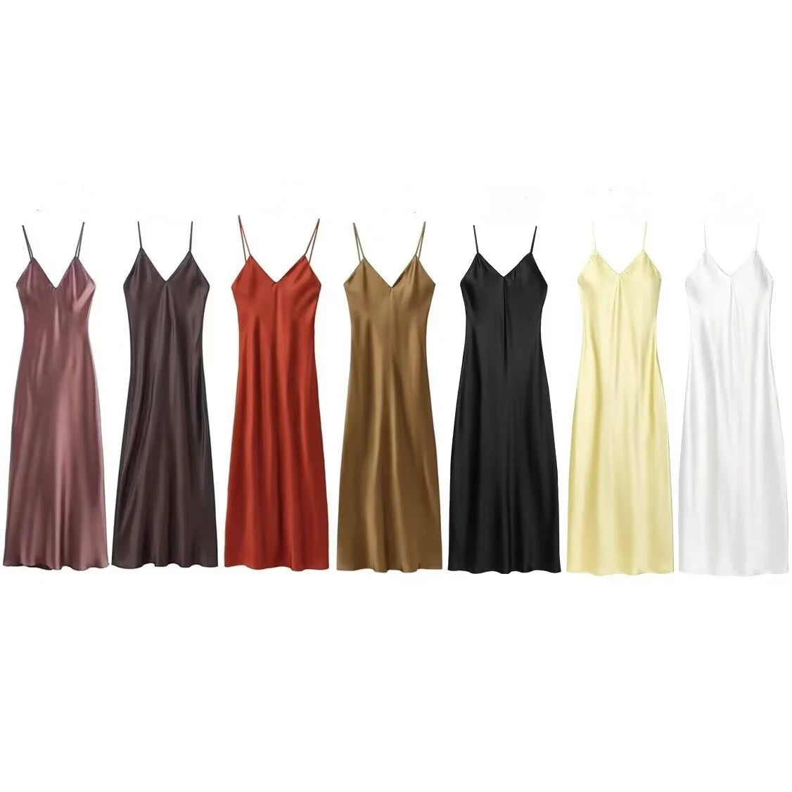 KONDALA Fall Women Sexy Stain Long Dress Thin Strap Backless Slim Long Dress New 2025 Fashion Summer  Party Long Slim Dress