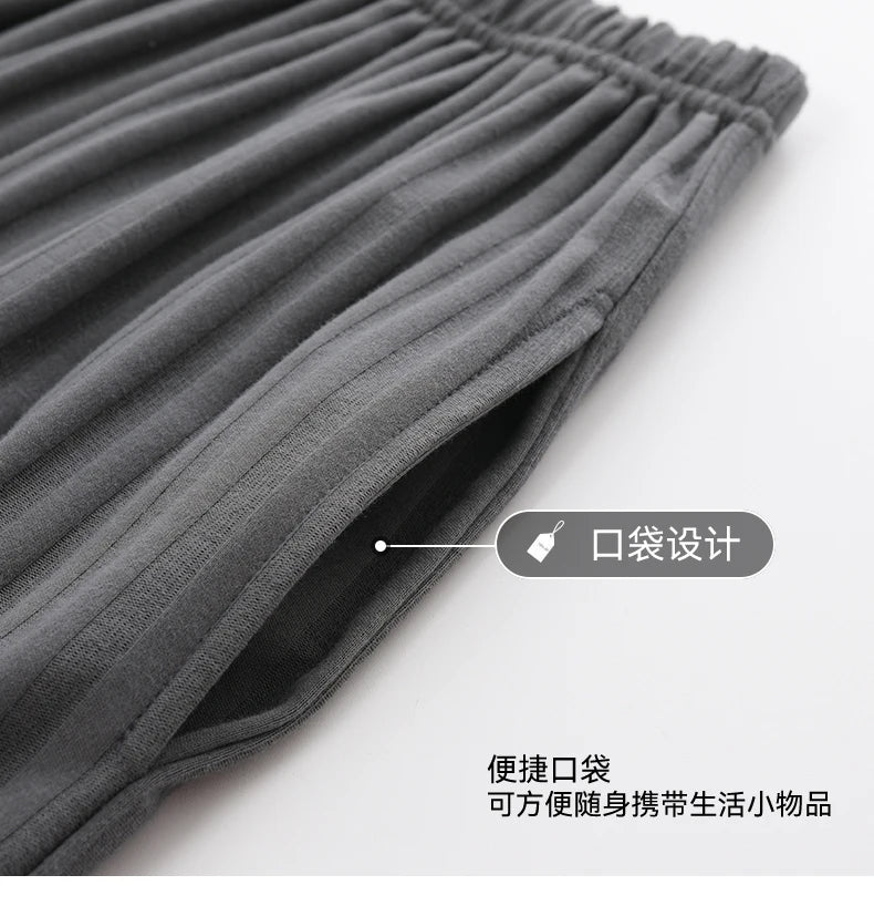 L-5XL Summer Elegant Men Pyjamas Knited Cotton Pajamas Set Long Pant Sleepwear Pyjamas Night Suits Pijamas Plus Size Homewear PJ