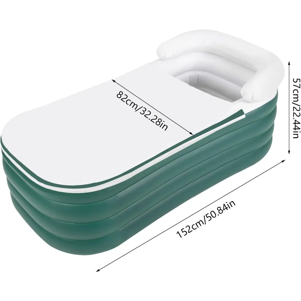 Foldable Inflatable Bathtub with Electric Air Pump Portable Ice and Hot Bath Tub Freestanding Unisex SPA Bathtub (Green)