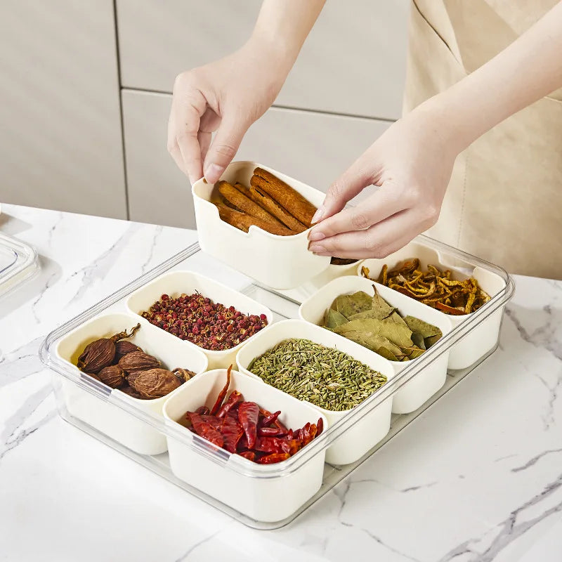 Divided Serving Tray with Lid , Food Storage Container, Snack Box, 4/8 Compartment Snack Containers, Fruit Storage Containers