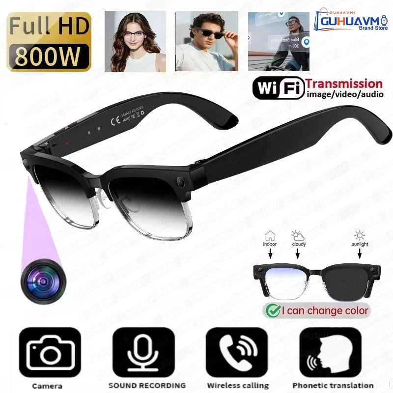 AI Smart Glasses with 800W Pixel Camera Photo Video Recording 120+Language Translation Sunglasses Men Women 2026 New Year's Gift