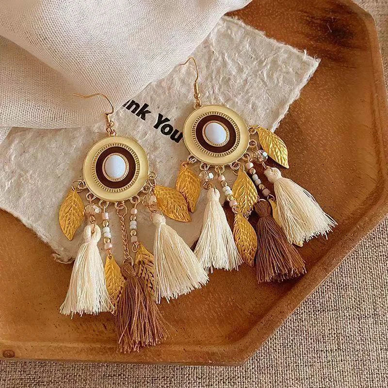 Cute Summer Flower Earrings Handmade Vacation Bohemian Earrings Exaggerated Beach Women Jewelry Party