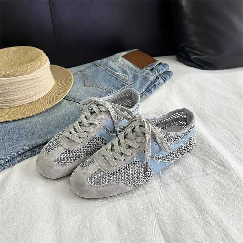 Women Sneakers 2026 Summer German Training Shoes Mesh Breathable Genuine Leather Shoes For Women Sports Casual Tennis Shoes