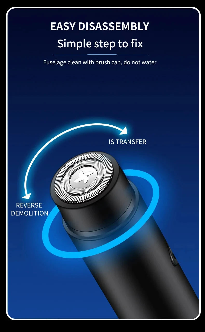 Mini Electric Shaver Portable Razors Leg Underarm Body Epilator Hair Beard Trimmer Travel Rotary Hair Remover