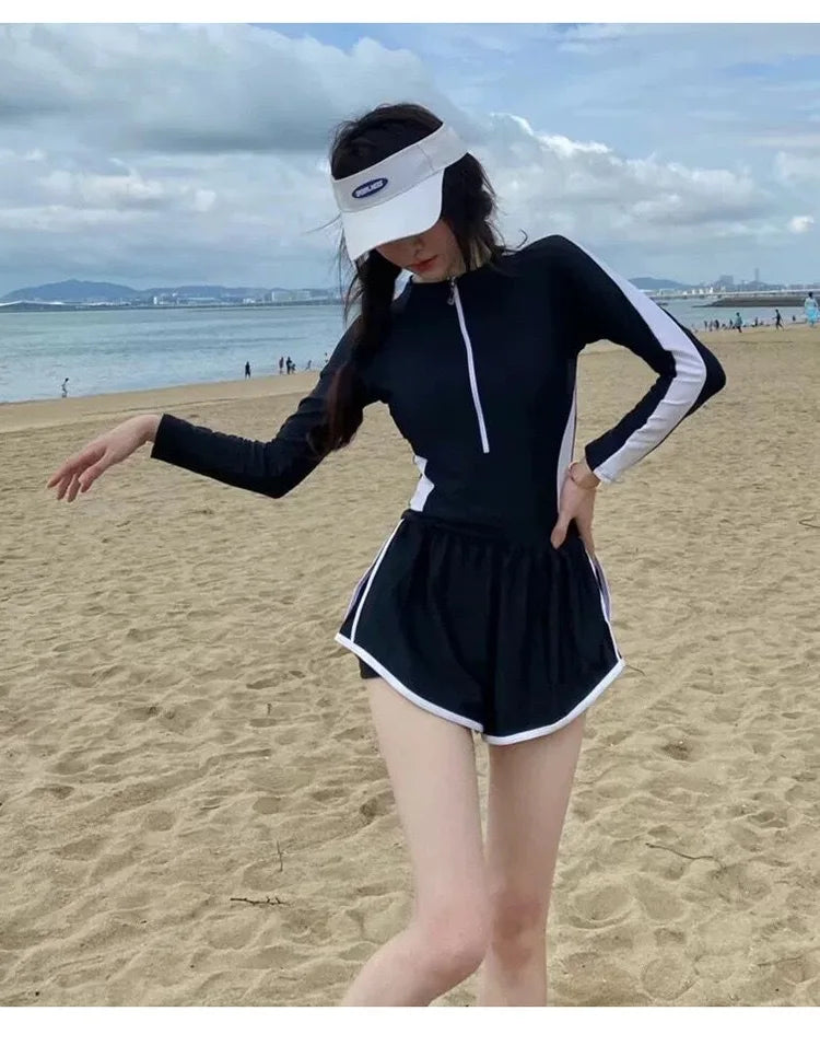 Hot Selling Swimsuit for Women, Summer Long Sleeved Jumpsuit for Girls Sexy Hot Spring Swimsuit, Concealing Flesh and Slimming