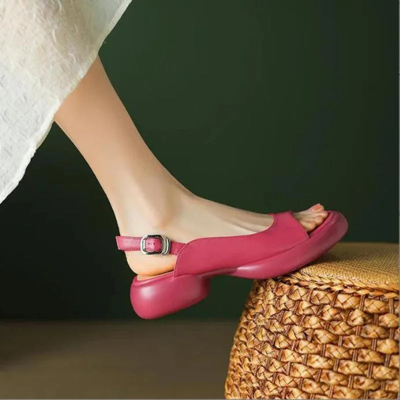 New Women's Leather PU Platform Casual Sandals Ladies Gladiator Open Toe Beach Shoes Woman Shallow Roman Sandalias