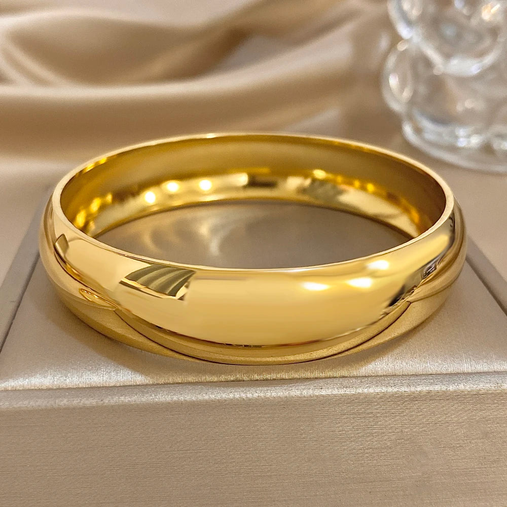 Glossy Gold Bangle Stainless Steel Jewelry