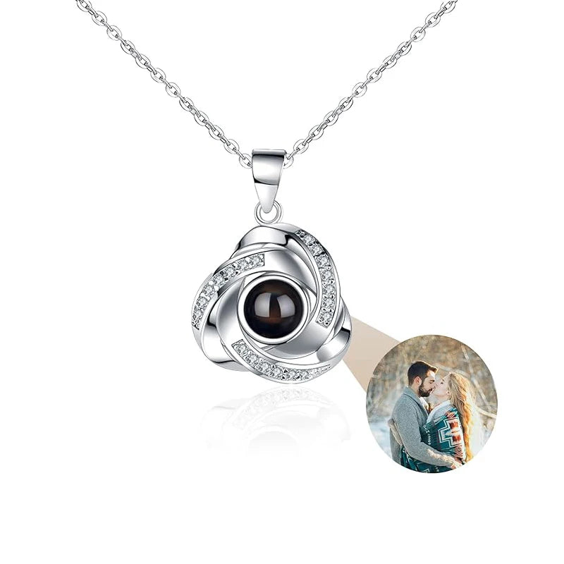 Personalized Picture Projection Necklace Custom Photo Pendant Necklace Love Memorial Gifts Birthday Gifts for Mom Wife Valentine