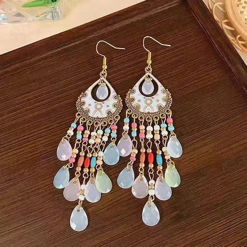 Cute Summer Flower Earrings Handmade Vacation Bohemian Earrings Exaggerated Beach Women Jewelry Party