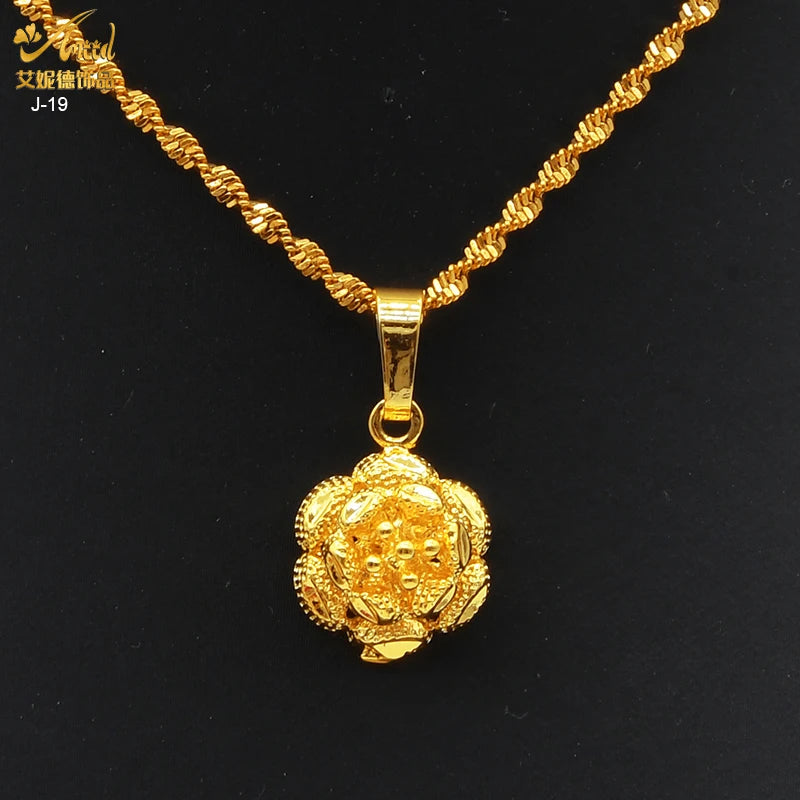 Italian Bridal Gold Plated Jewelry Set For Women African Indian 24K Gold Color Leaf Pendant Necklace Earring Set Dubai
