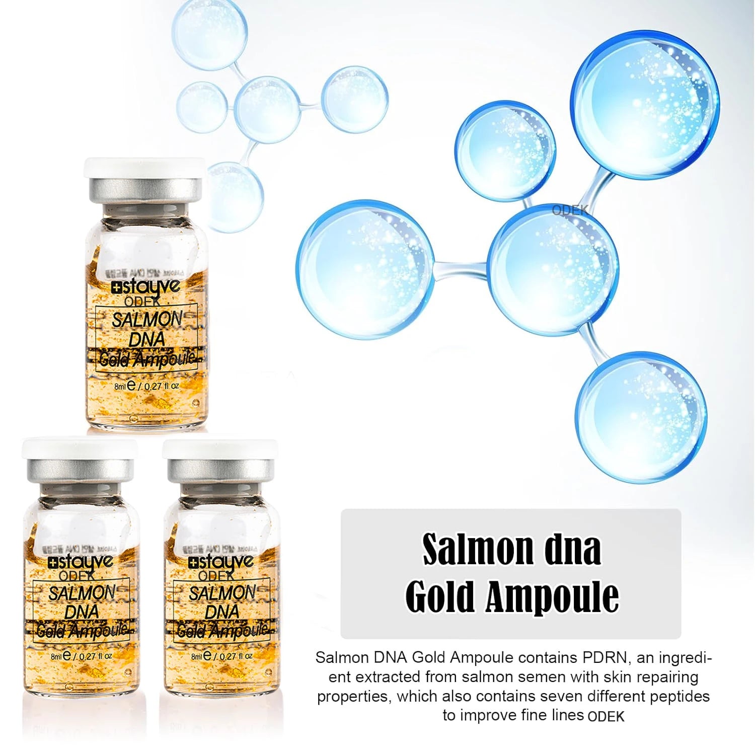 Korea 8ml Salmon DNA Gold Ampoule Skin Booster Serum Kit Stayve  BB Cream Glow Brightening Whitening Moisturizing Face SkinCare