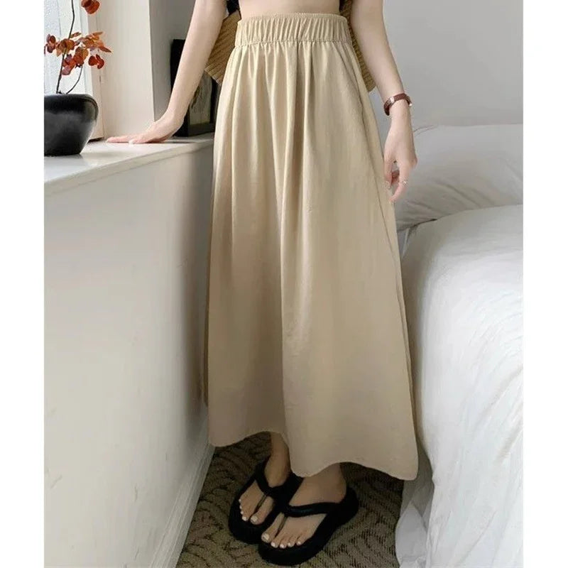 2026 Summer Women Fashion Colorful Long Skirts Girls Versatile Comfortable Elastic Dress Female Concise Leisure Vacation Skirts