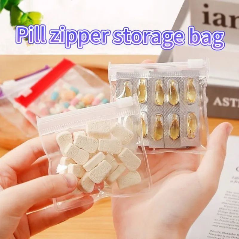 Zipper Type Medicine Storage Bag Waterproof Oil-proof Reusable Pill Bags Medicine Organizer 5Colors Eva Self Sealing Pill Bag