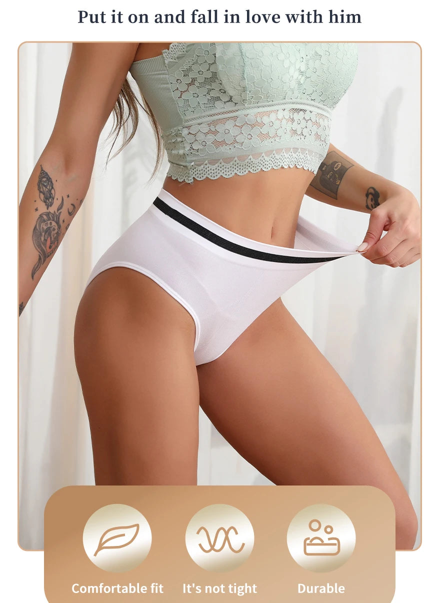 Women's Solid Color Seamless Lingerie, High Waist Sexy Comfortable Underwear, Summer Breathable Lightweight Women's Trousers