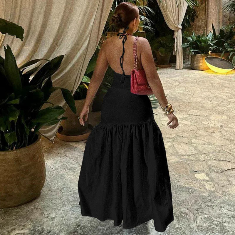 CM.YAYA Elegant Women's Set Sleeveless Strap Bodysuit +Long Skirts Set Autumn Tracksuit Sexy 2024 Tie Up Two 2 Piece Set Outfits