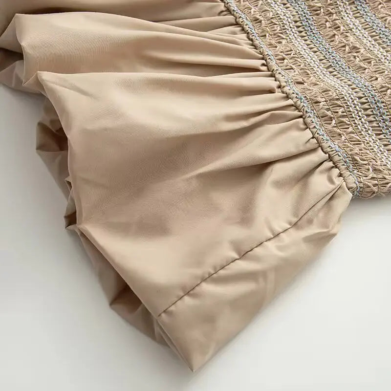 KONDALA Elegant Bubble Short Sleeve Shirt Women Summer Chic Casual Holiday Skirt Hem Shirts New 2026 Trendy Ladies Folded Shirts