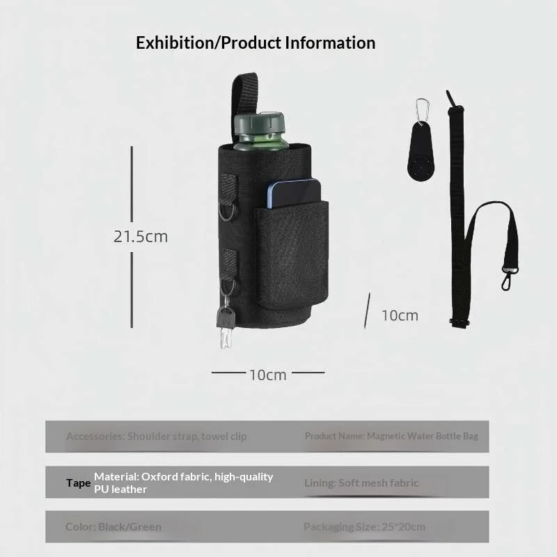 Magnetic Gym Water Bottle Bag Non Slip Magnetic Gym Sling Bag Portable Magnetic Water Bottle Carrier Holder for Gym Accessories