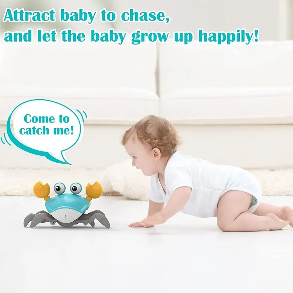 New Auto-sensing Escape Crab toy Children Crawling Avoiding Obstacles Electronic Pet With Music Baby Walking Toy Without battery