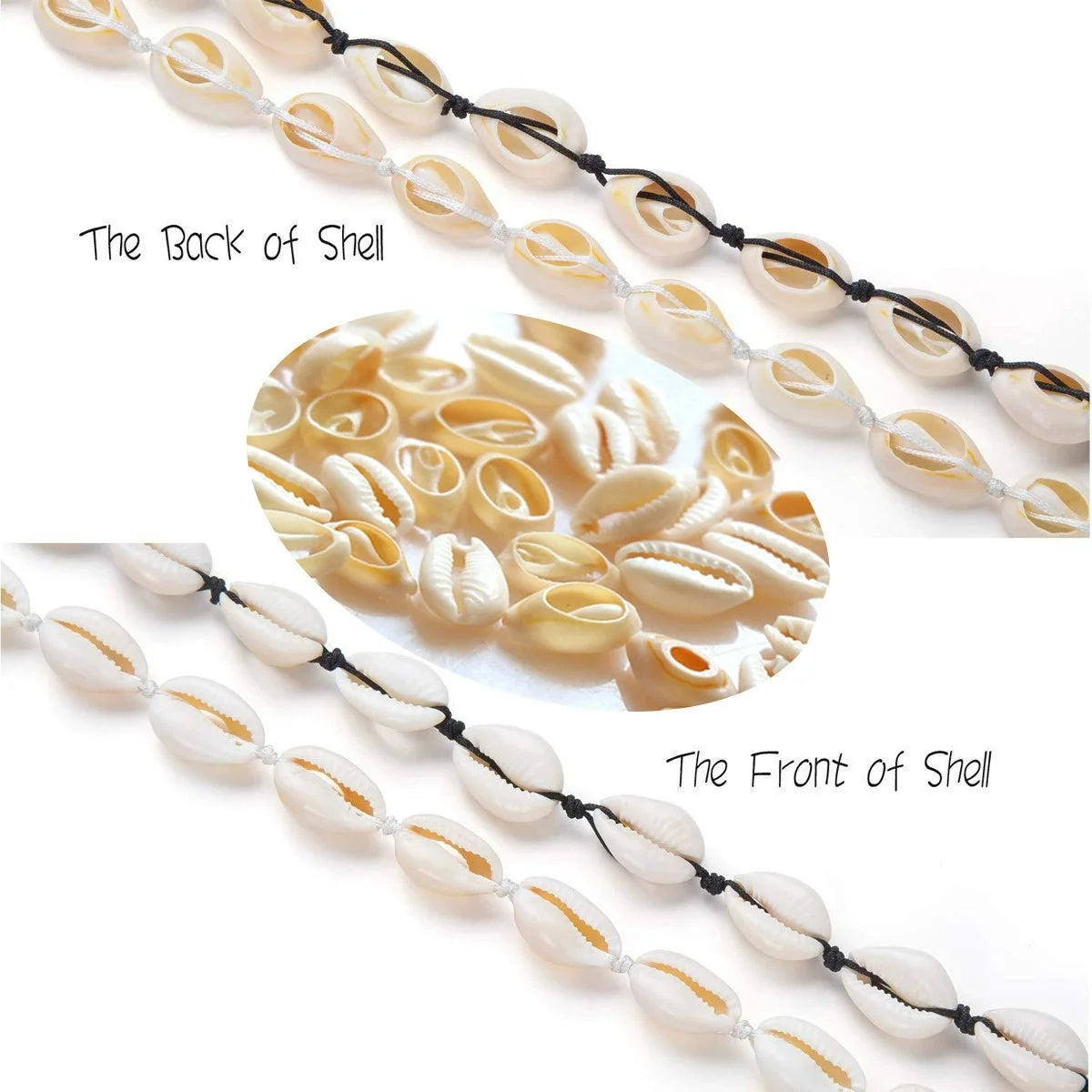 2pcs Handmade Shell Pendants Necklace Women Summer Beach Bohemian Shell Choker Necklace Collar Decor Fashion Jewelry Accessories