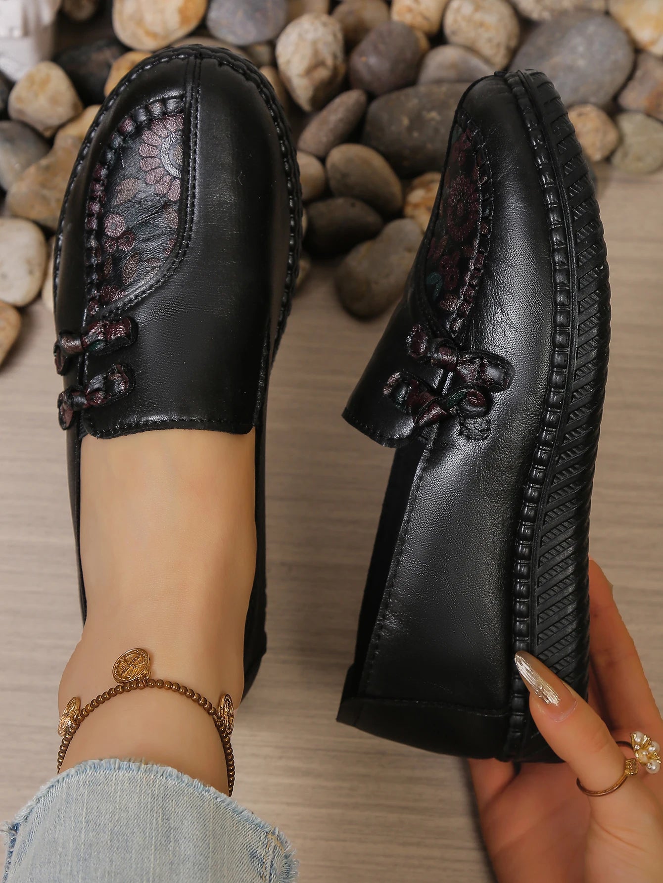 Women's shoes, mom's casual shoes, leather flat shoes, best-selling, elegant and comfortable loafers, free shipping shoes