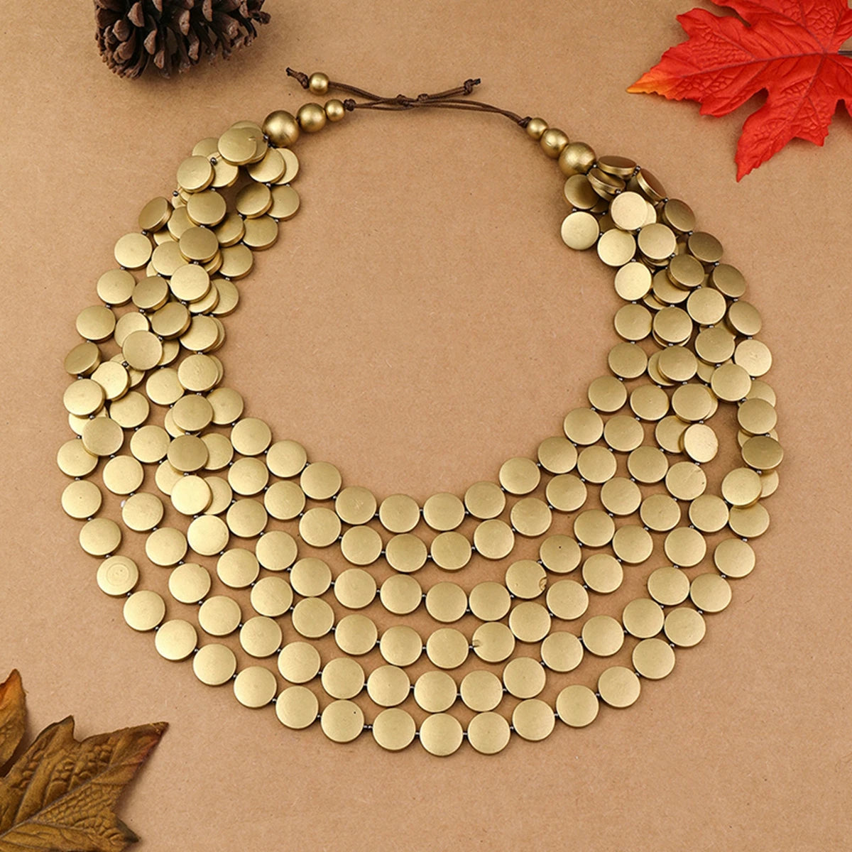 2026 Trend Fashion Geometric Round Wooden Beads Handmade Beaded MultiLayer Long Necklaces For Women Vacation Party Jewelry