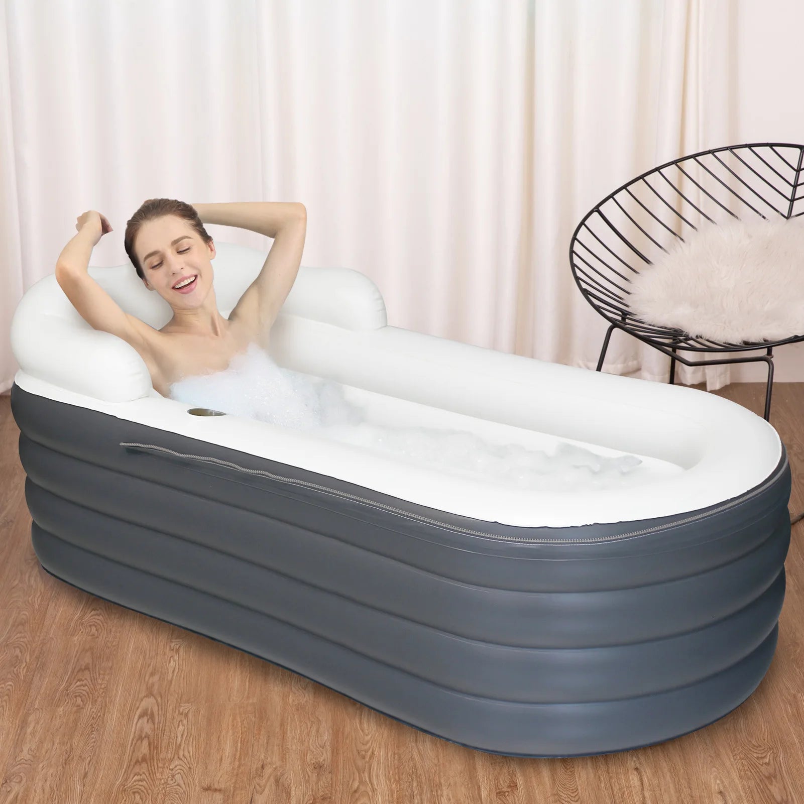 Inflatable Bathtub Folding Adult Bath Tub Home Full Body Soaking Big Portable Plastic Compact Apartment Sit Lie Bath Tub