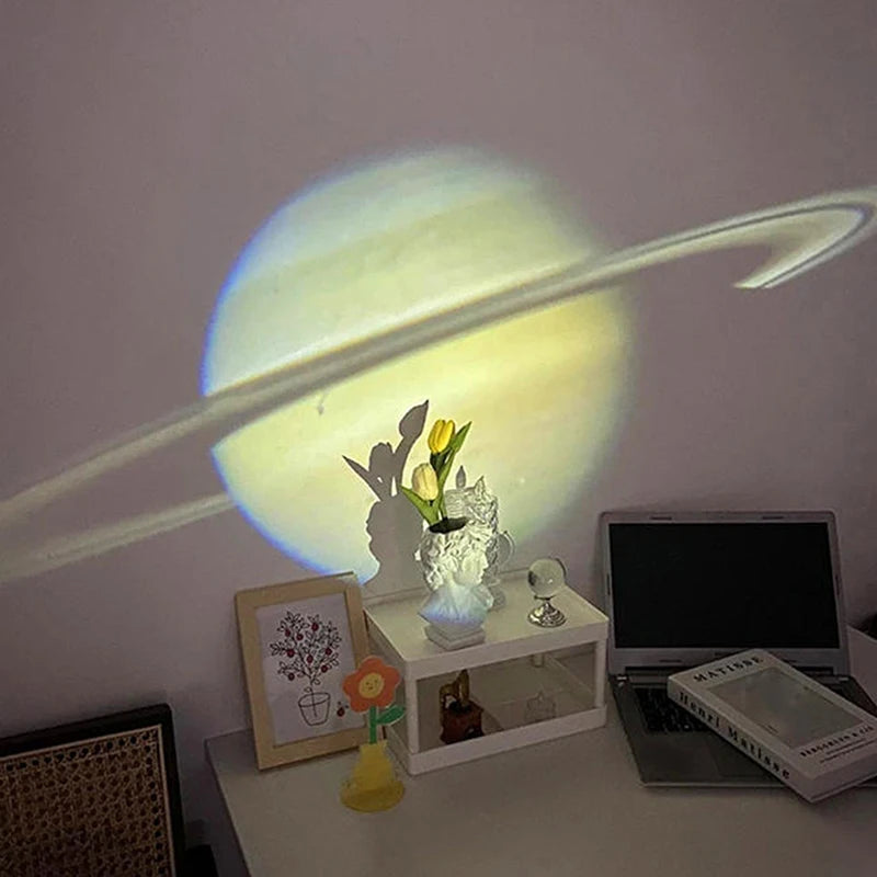 【C】USB Ceiling Moon & Earth Projection Night Light Starry Sky Galaxy Projector - Romantic Bedroom Atmosphere Lamp Easy to Use